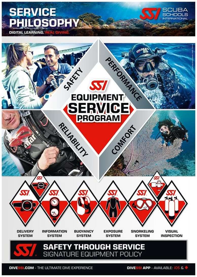 Equipment Service Program SSI physical material SSI Scuba Schools